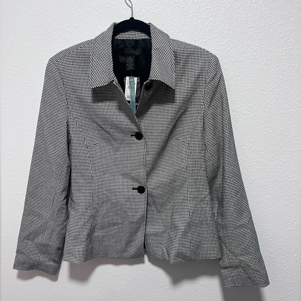The Limited Houndstooth Two Button Black and White Blazer Size Medium